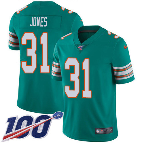 Nike Miami Dolphins #31 Byron Jones Aqua Green Alternate Youth Stitched NFL 100th Season Vapor Untouchable Limited Jersey->youth nfl jersey->Youth Jersey